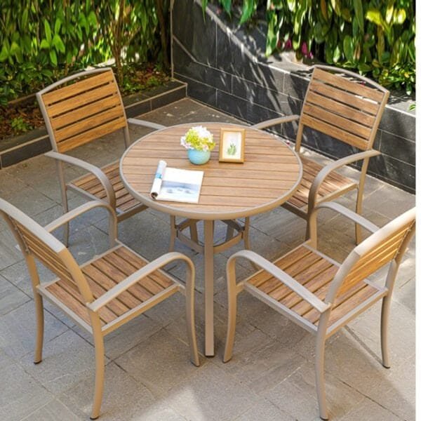 outdoor wooden dining table