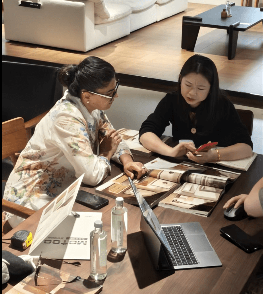 Lisa with client foshan furniture sourcing